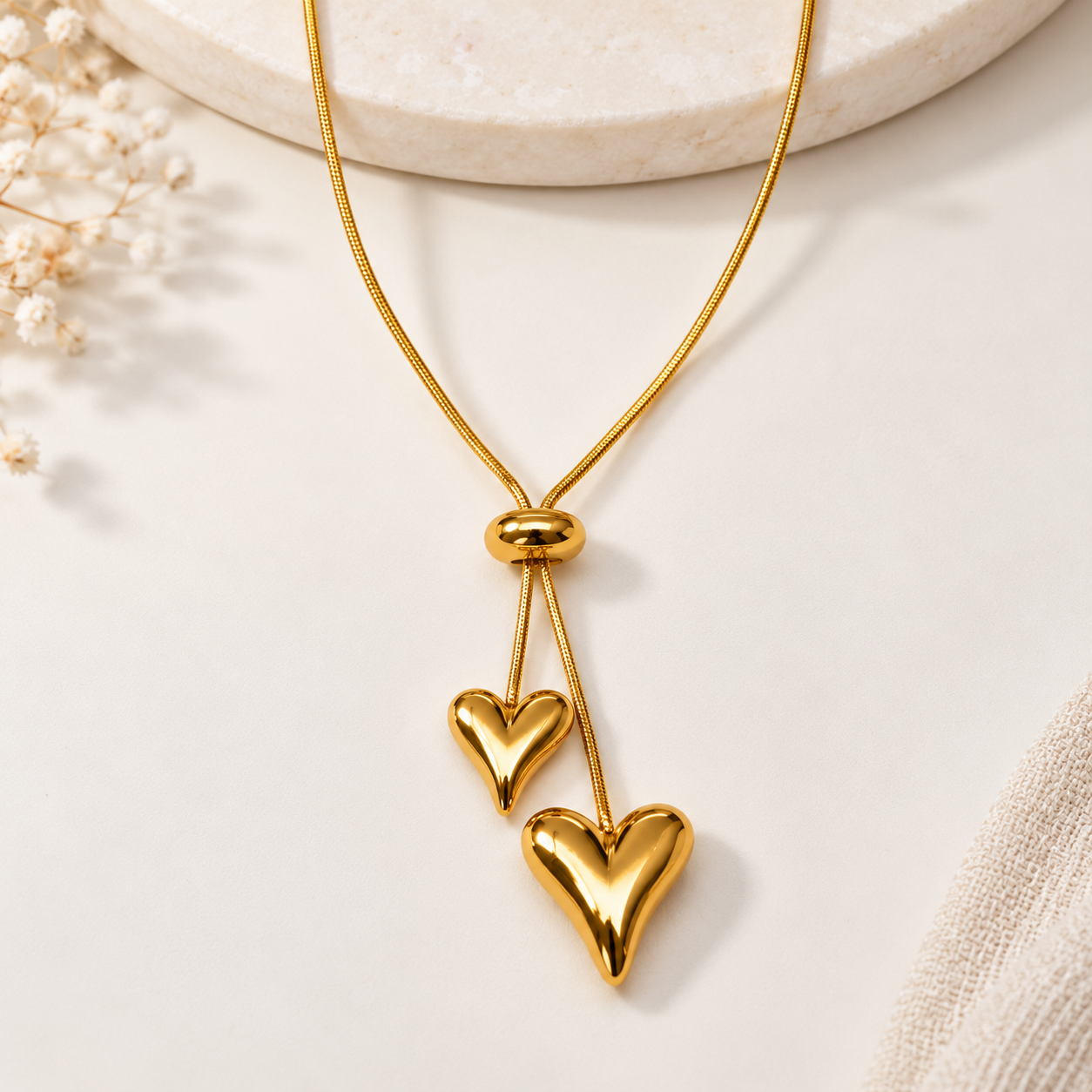 Twisted Gold Tone Drop Pendant Necklace